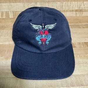Bon Jovi Hat Black Embroidered Winged Heart Dagger Logo Magic Headwear Cap